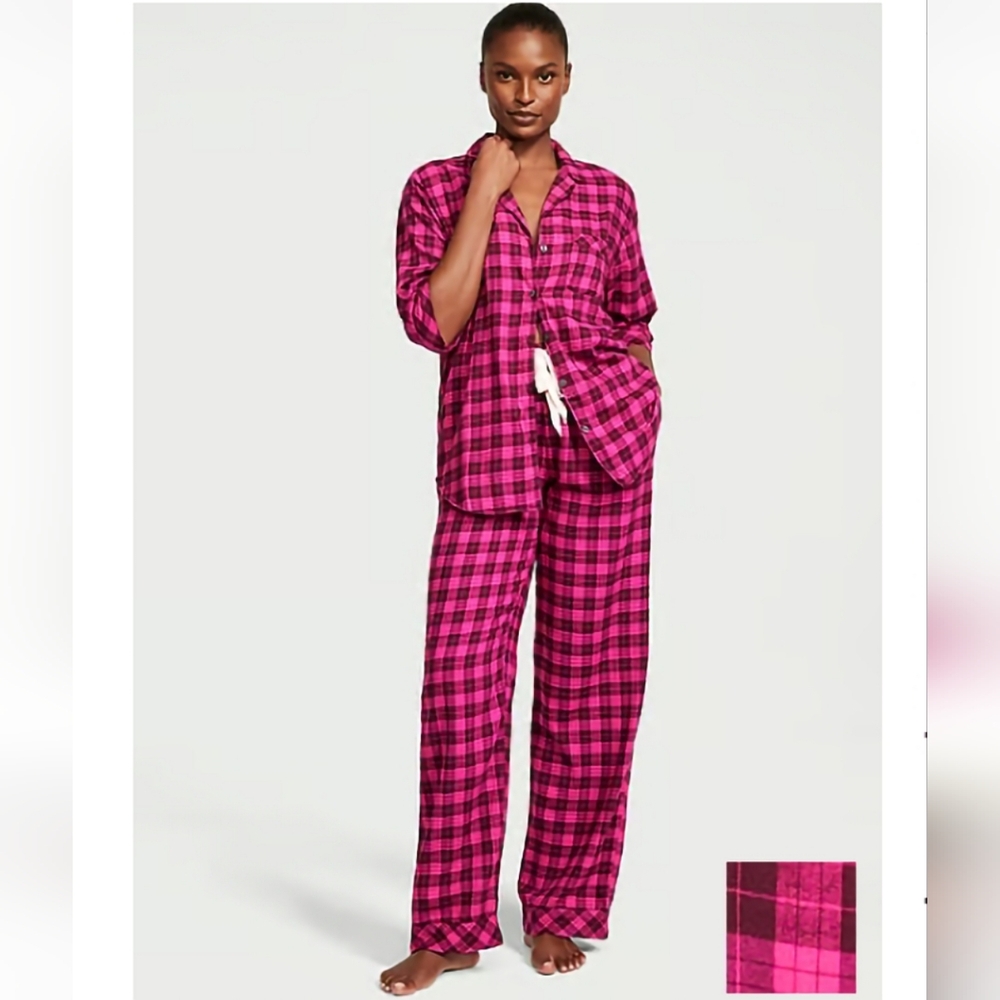💝 VICTORIA'S SECRET Dark Pink Plaid Pajama Set 💝